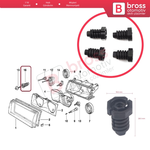 BMW 3 E36 6 E63 E64 Z3 63121387026 için 4 Adet Ön Far Ayar Vida Somun Klipsi
