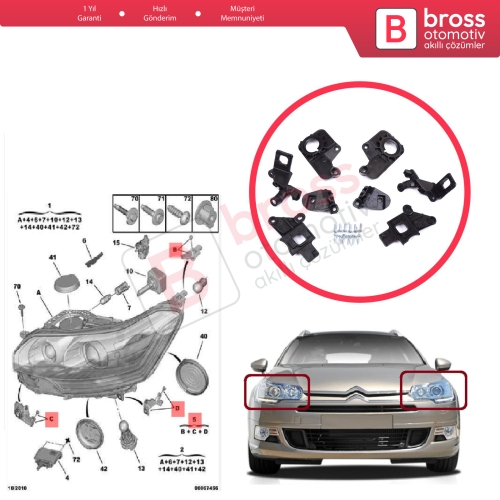 Citroen C5 MK2 MK3 RD TD RW X7 2008-2017 6212F0 6212F1 İçin Sağ Sol Ön Far Ayak Tamir Seti