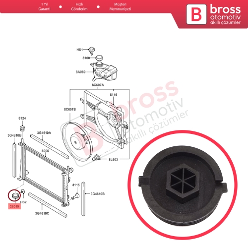 Ford Fiesta MK5 JH JD Fusion JU 2002-2012 İçin Radyatör Soğutma Panel Alt Somun Kapağı