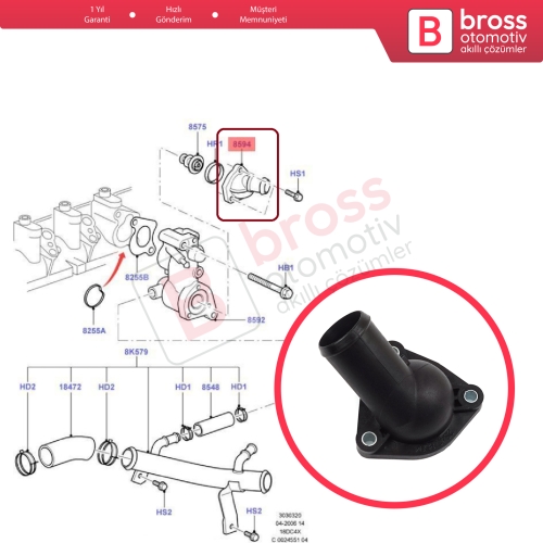 Ford Focus C-Max Fiesta Mondeo Connect 1.8 TDCi 1148329 için Termostat Üst Kapak Su Çıkış Flanş Bağlantısı